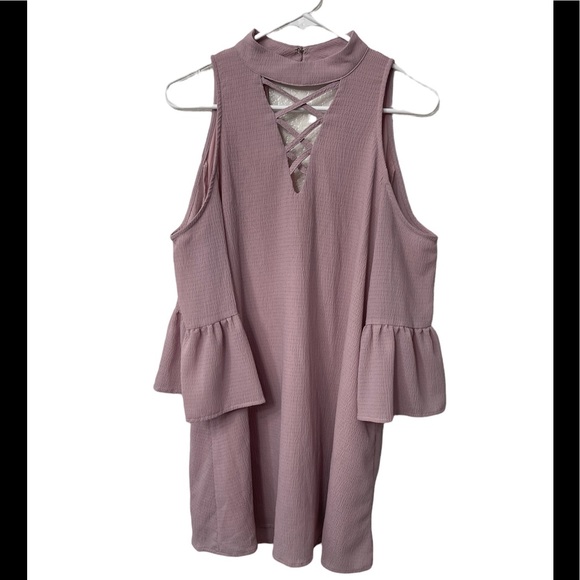 Entro Lavender Ruffle Sleeve Cold Shoulder Dress Sz (S) - Picture 1 of 10
